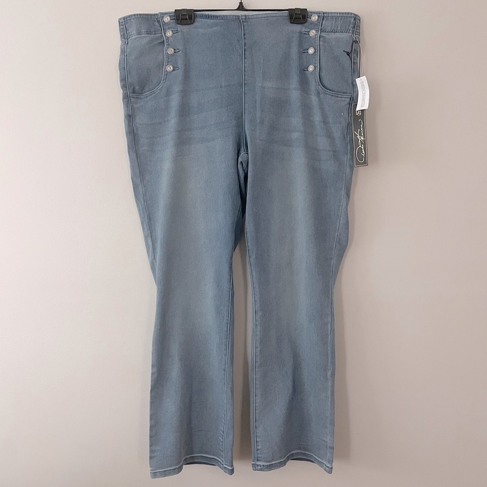 New Diane Gilman Blue Bootcut Stretch Pull On Jeans Plus Size 2X bin 4D